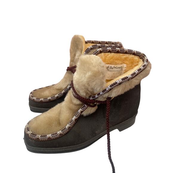 Snowland Apres Ski Sherpa lined women's boots 8 brown and tan - Picture 6 of 9